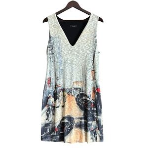 Inoah Sleeveless Wearable Art Graphic Print Knit Dress